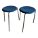 Set of 2 blue wooden Dot stools model 3170 by Arne Jacobsen for Fritz Hansen, 1974