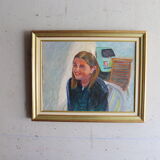 Oil on canvas laughing girl