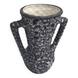 Vintage annette roux fat lava ceramic grey & white foams ancient vase