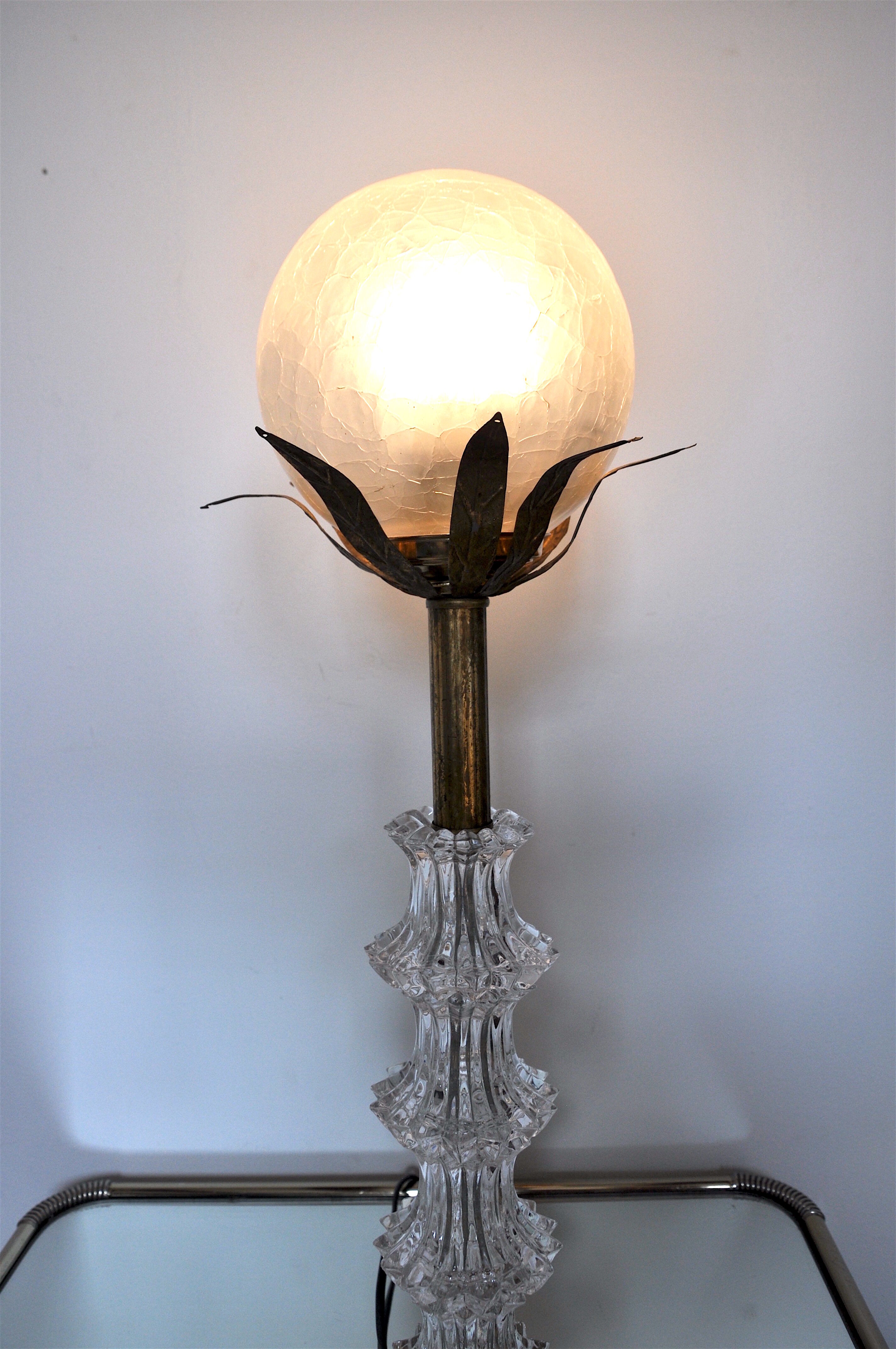 Art Deco crystal floral lamp