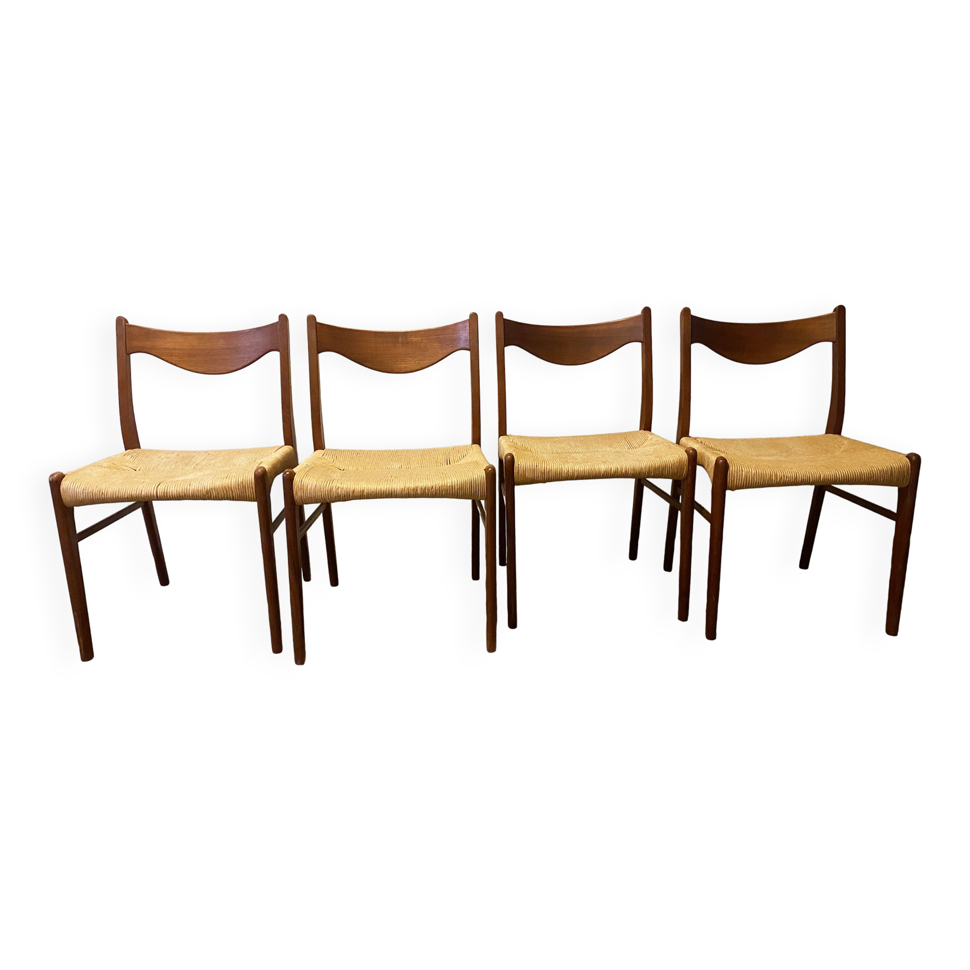 wooden and straw chairs from the 50s