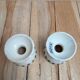 Set of 2 antique egg cups in ironstone – Diabolo shape – Green diamond pattern