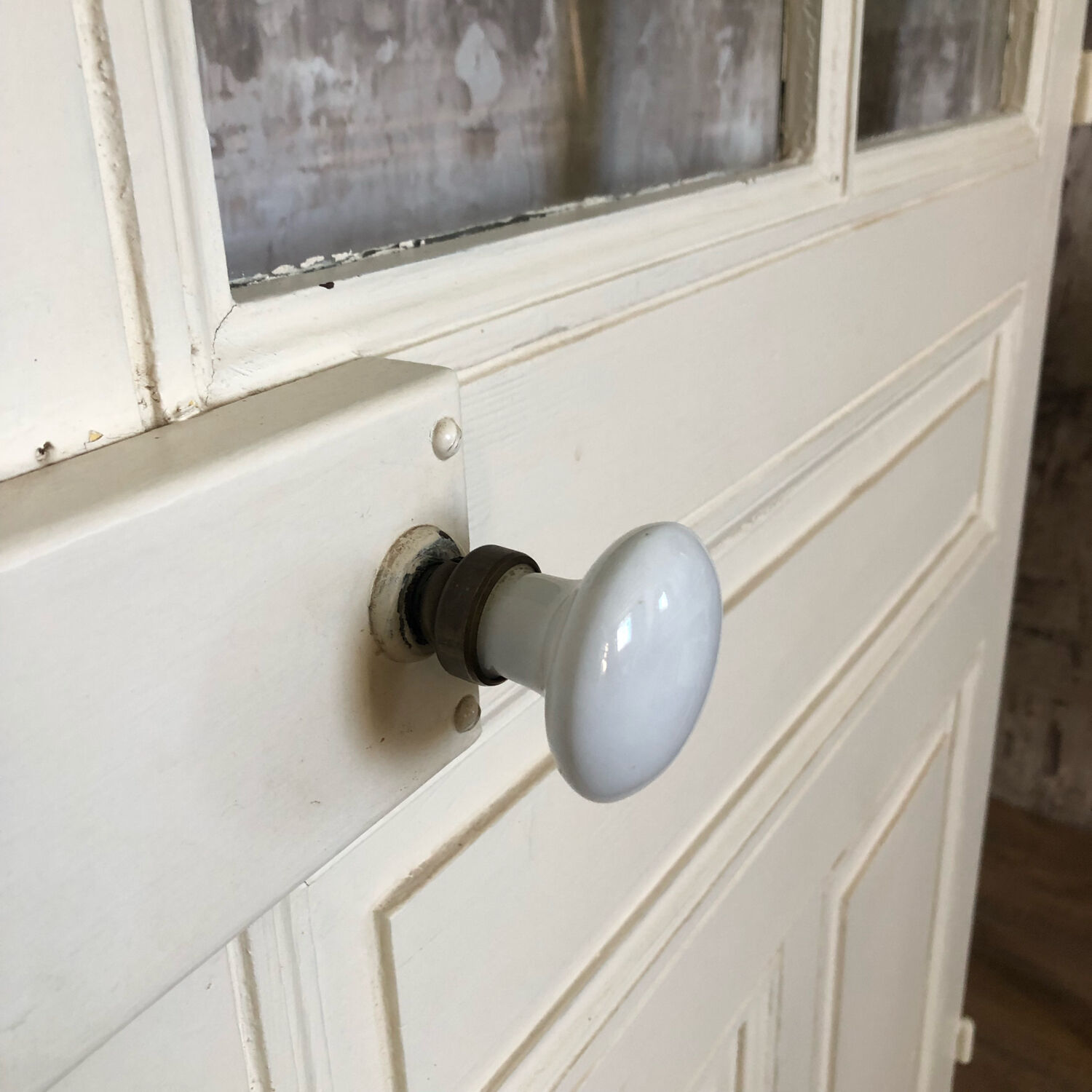 Old wooden glass door