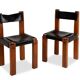 Pierre Chapo. Series of 8 "S11" chairs in elm and leather. 1960s-70s.