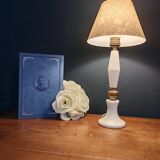 Vintage Table Lamp in White Marble and Brass