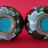 Pair of vintage cloisonné enamel vases from the 20th century H19 cm