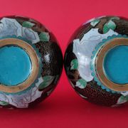 Pair of vintage cloisonné enamel vases from the 20th century H19 cm