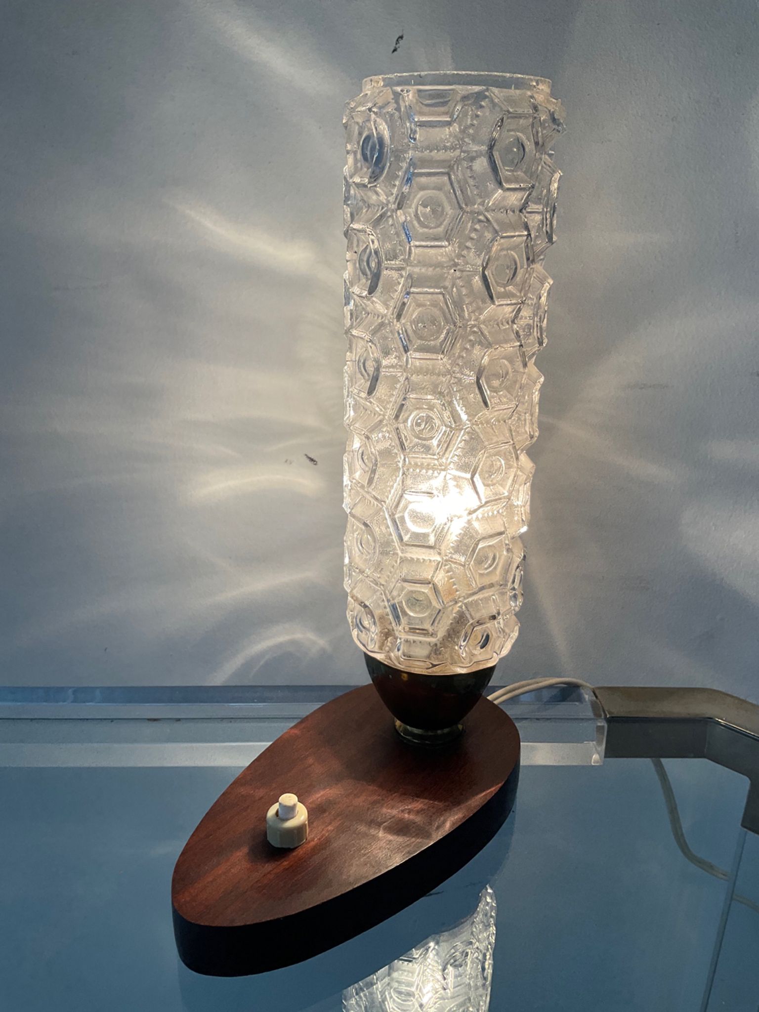Teak and glass lamp from the 50s 60s