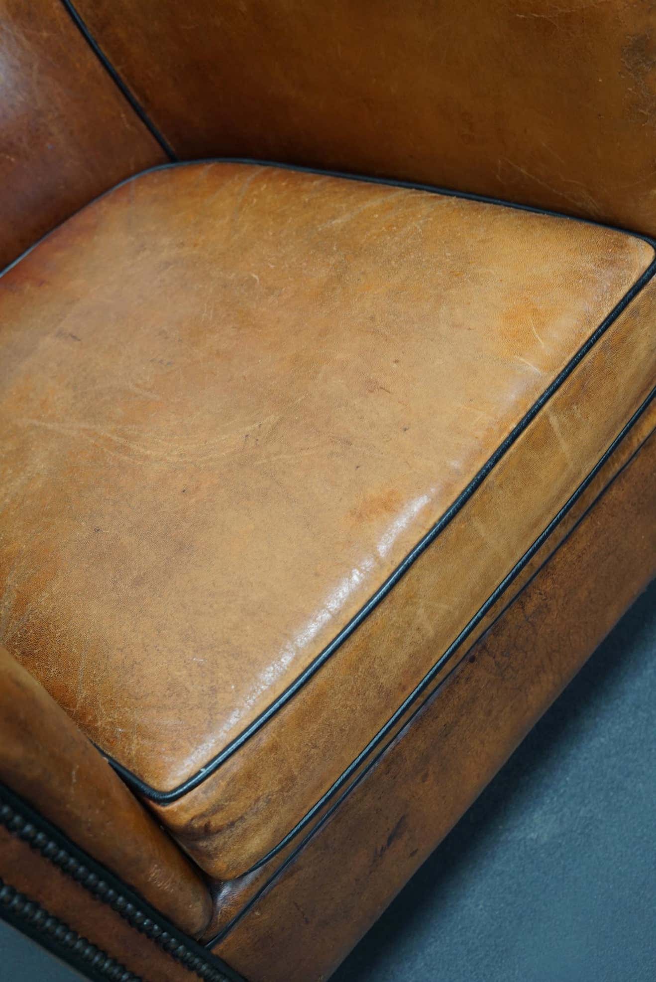 Vintage club chair in cognac-coloured leather Netherlands
