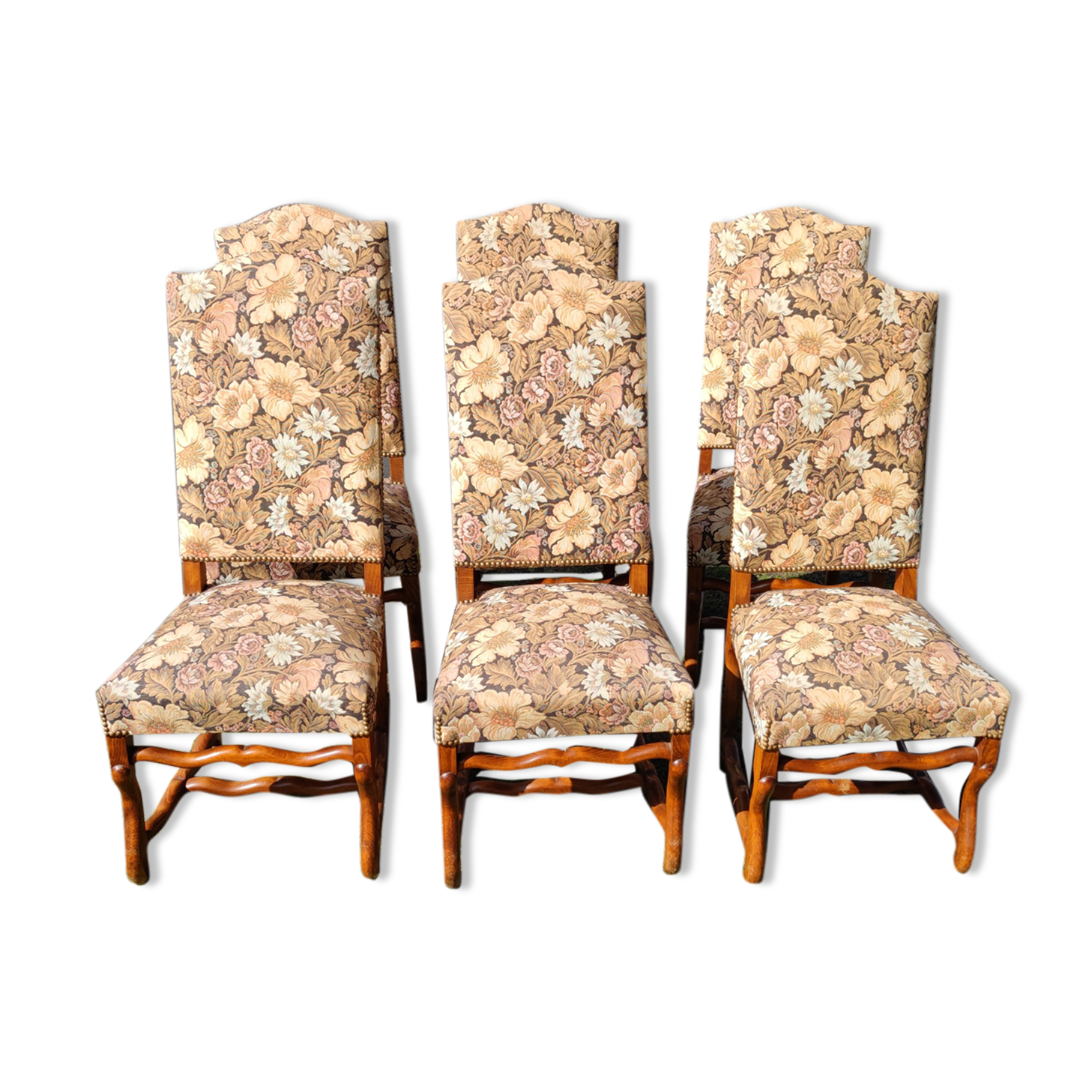 6 Louis XIV chairs in beech