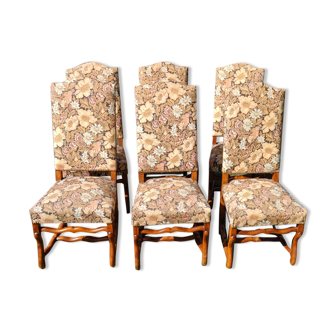 6 Louis XIV chairs in beech
