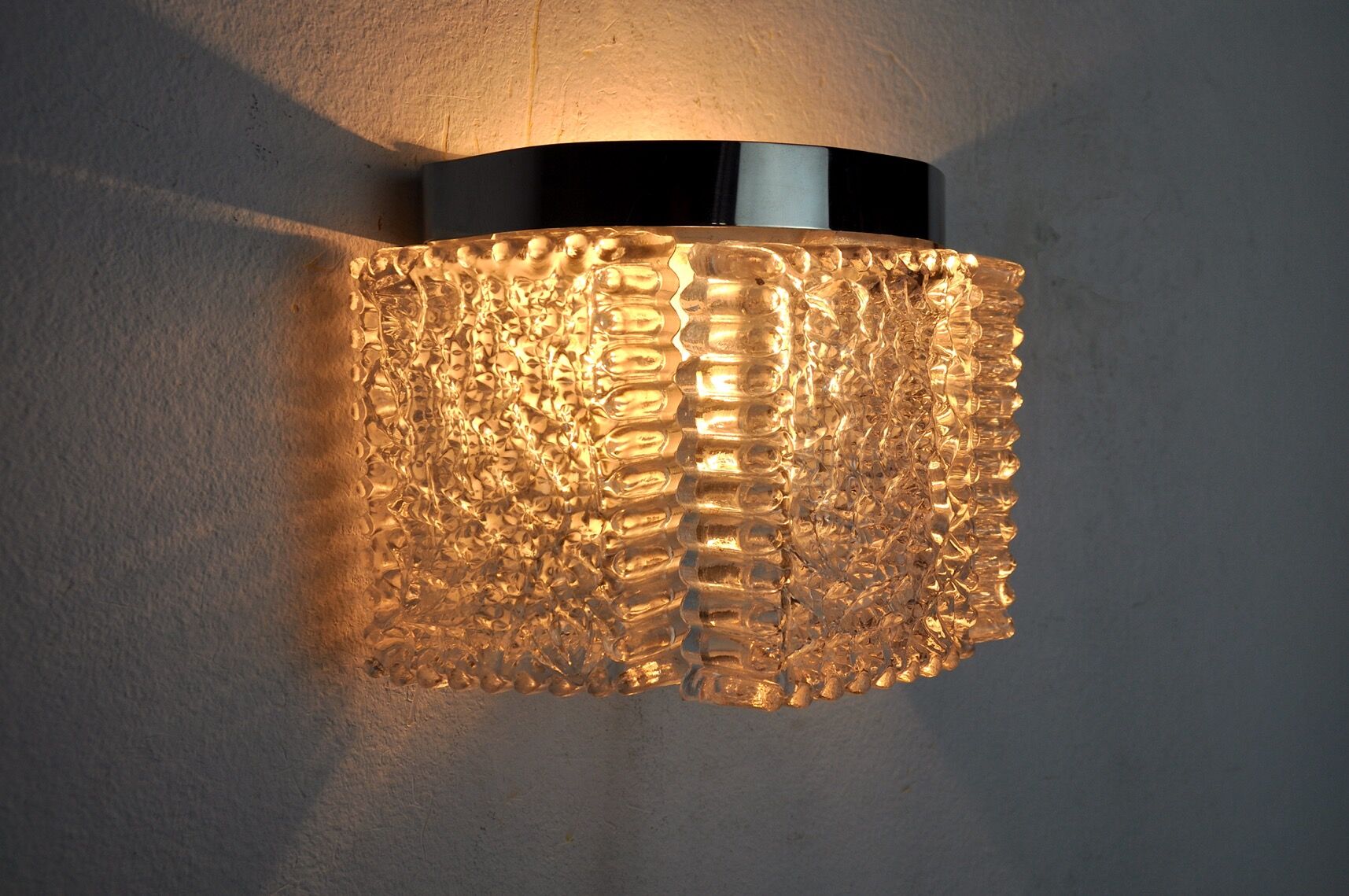 Wall lamp by Kaiser Leuchten in frosted glass Germany 1960