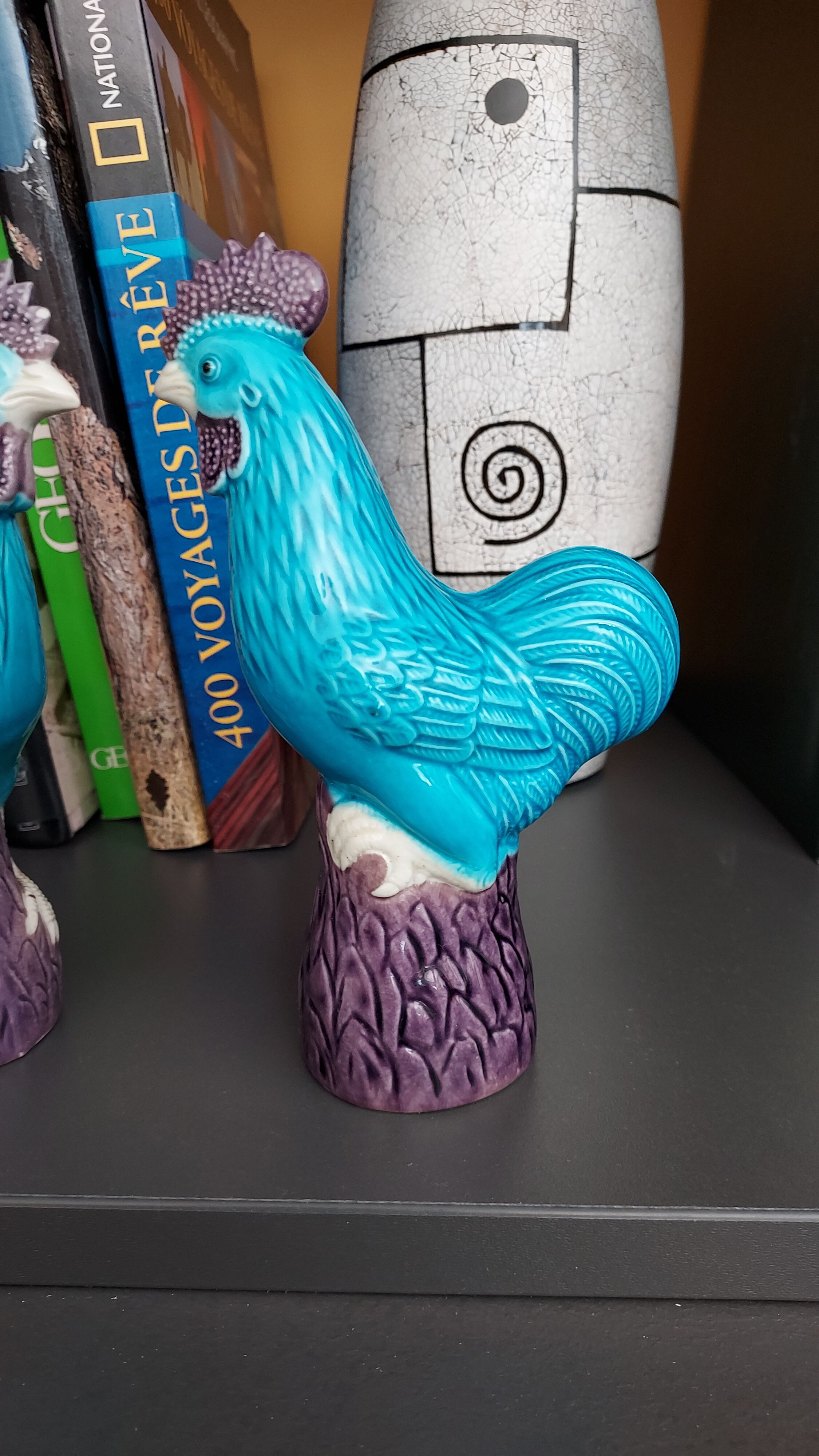 Chinese porcelain roosters bookends