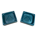 Paire ancien vide poche cendrier cec céramique verte décoration vintage