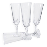 Flûtes à champagne Cristal d'Arques, motif « Louvre »