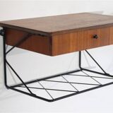 Pair of hanging teak bedside tables, 1960s