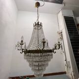 Extra Large Bronze Crystal Chandelier 1950’s
