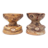Pair of anthropomorphic egg cups by Jacques Pouchain