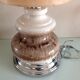 Ceramic floor lamp with a fat lava finish and herbarium shade / vintage 1960s-70s