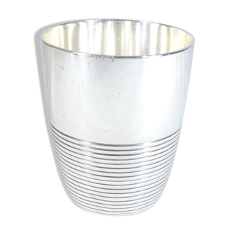 Timbale Christofle in silver metal modele ondulation by luc lanel