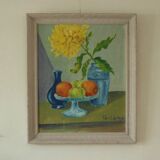 Still life: Fruits and yellow flower (attributed to Schultzer)