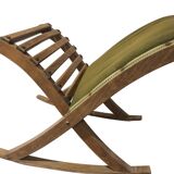 Ancien Repose Pied A Bascule Tissu Vert Et Bois Vintage Déco