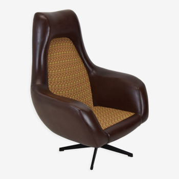 Fauteuil rotatif du milieu du siècle, similicuir, années 1980.