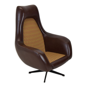 Fauteuil rotatif du milieu du siècle, similicuir, années 1980.