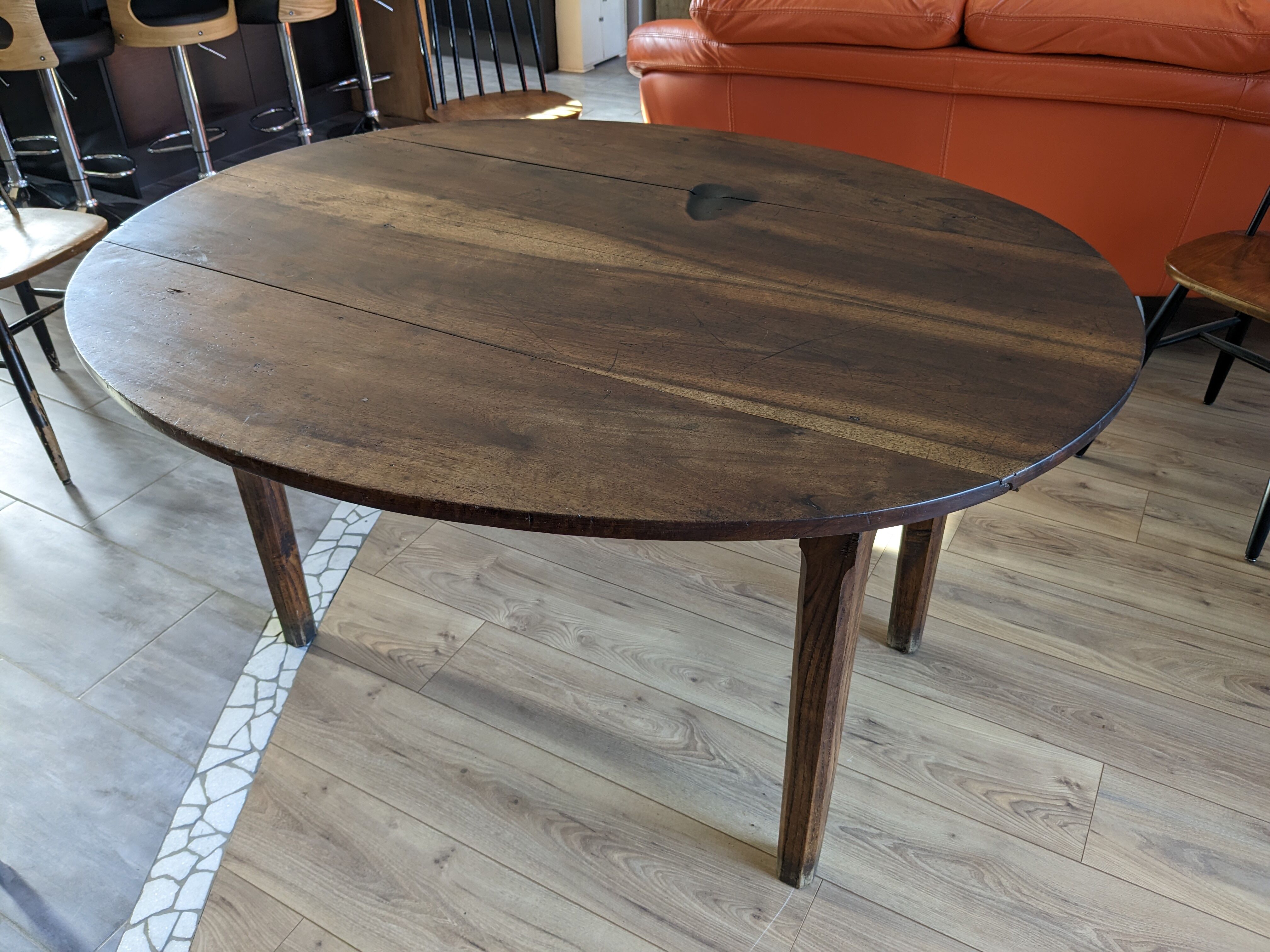 Oval solid walnut farmhouse table
