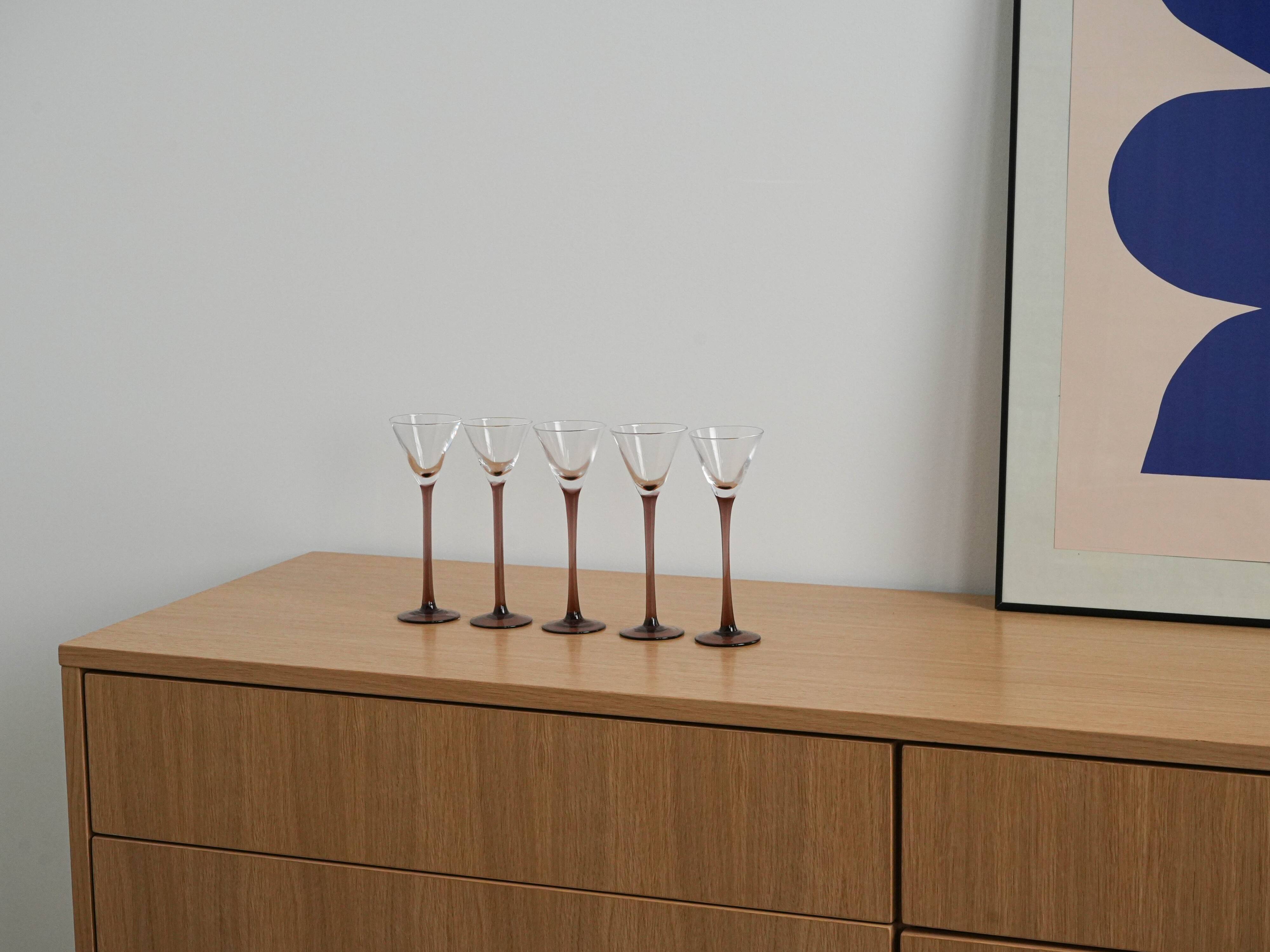 Set of five glasses, Danish design, 1970s, manufactured in Denmark