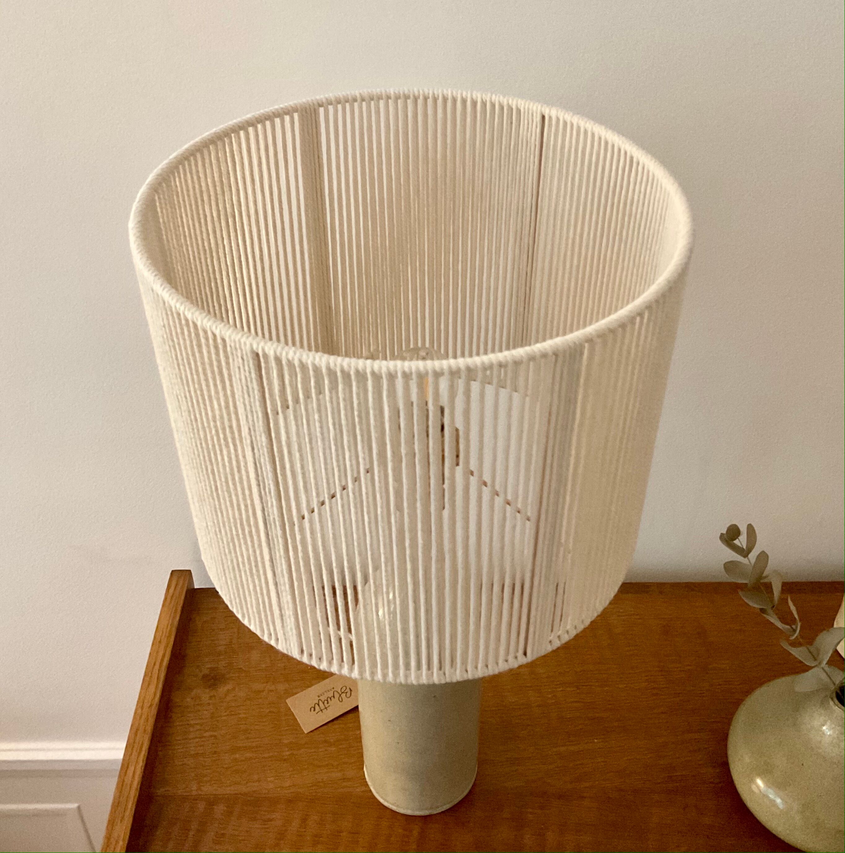 Stoneware and rope lamp