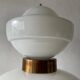 Large table lamp or floor lamp in opal glass and brass body, 1960s, Italy.