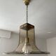 Italian suspension lamp in smoked glass and brass from the 1970s.