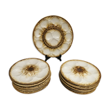 Vintage oyster / shellfish service of 10 plates + 1 dish in faience of longchamp france