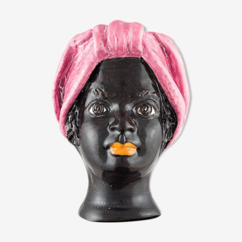 Mini pink woman head vase