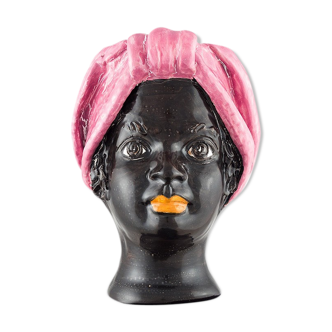 Mini pink woman head vase