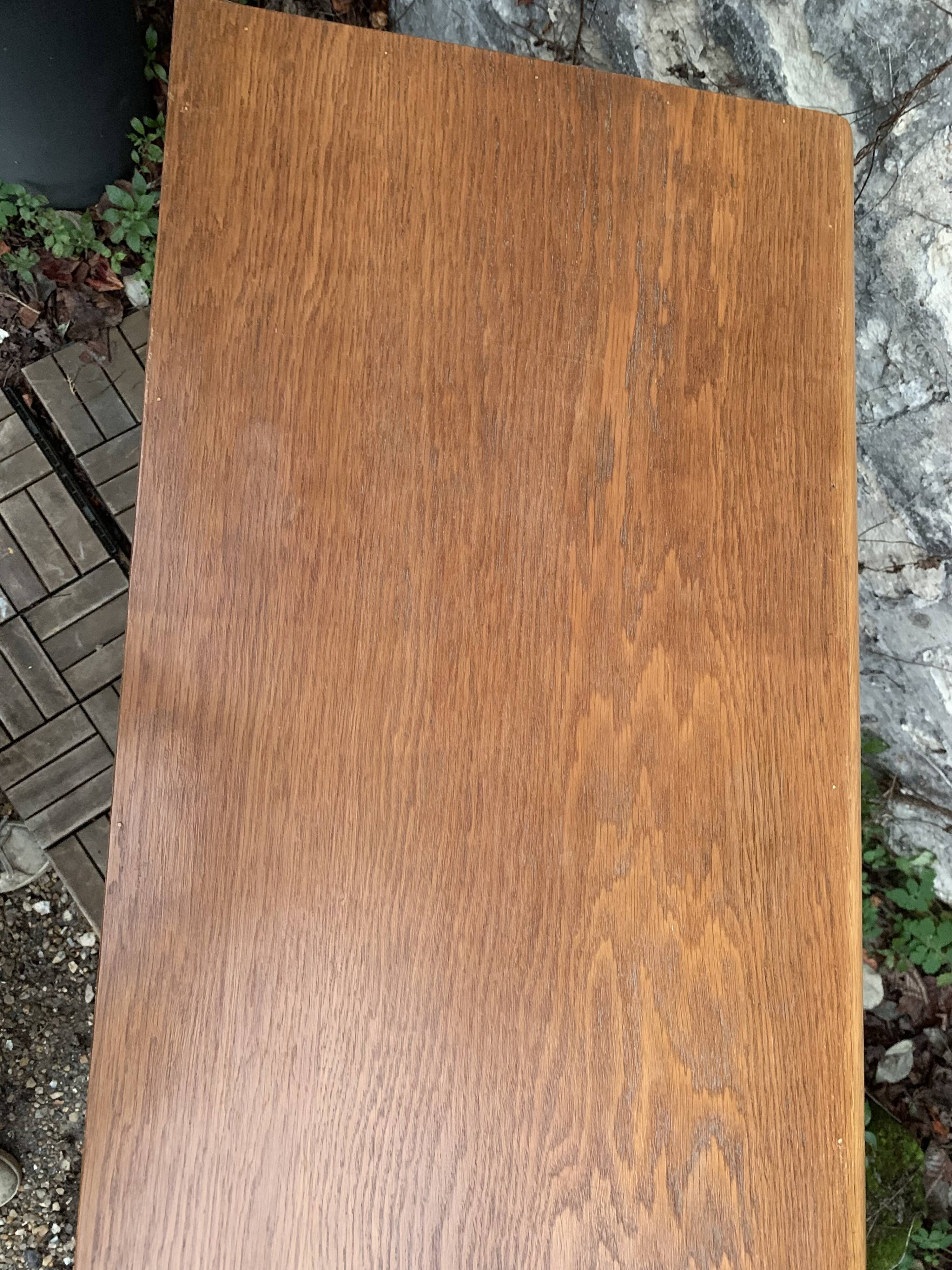 Vintage chest of drawers with compass feet, oak, original patina, 1950s