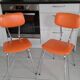 Duo de chaises vintage en skai orange