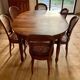 Extendable table and 6 antique caned chairs Louis XV style vintage cherry wood