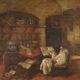 Peinture ancienne signée Jeno Chemendy, moine, XIX Century