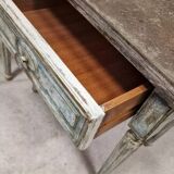 Pair of Louis XVI style bedside tables with patina