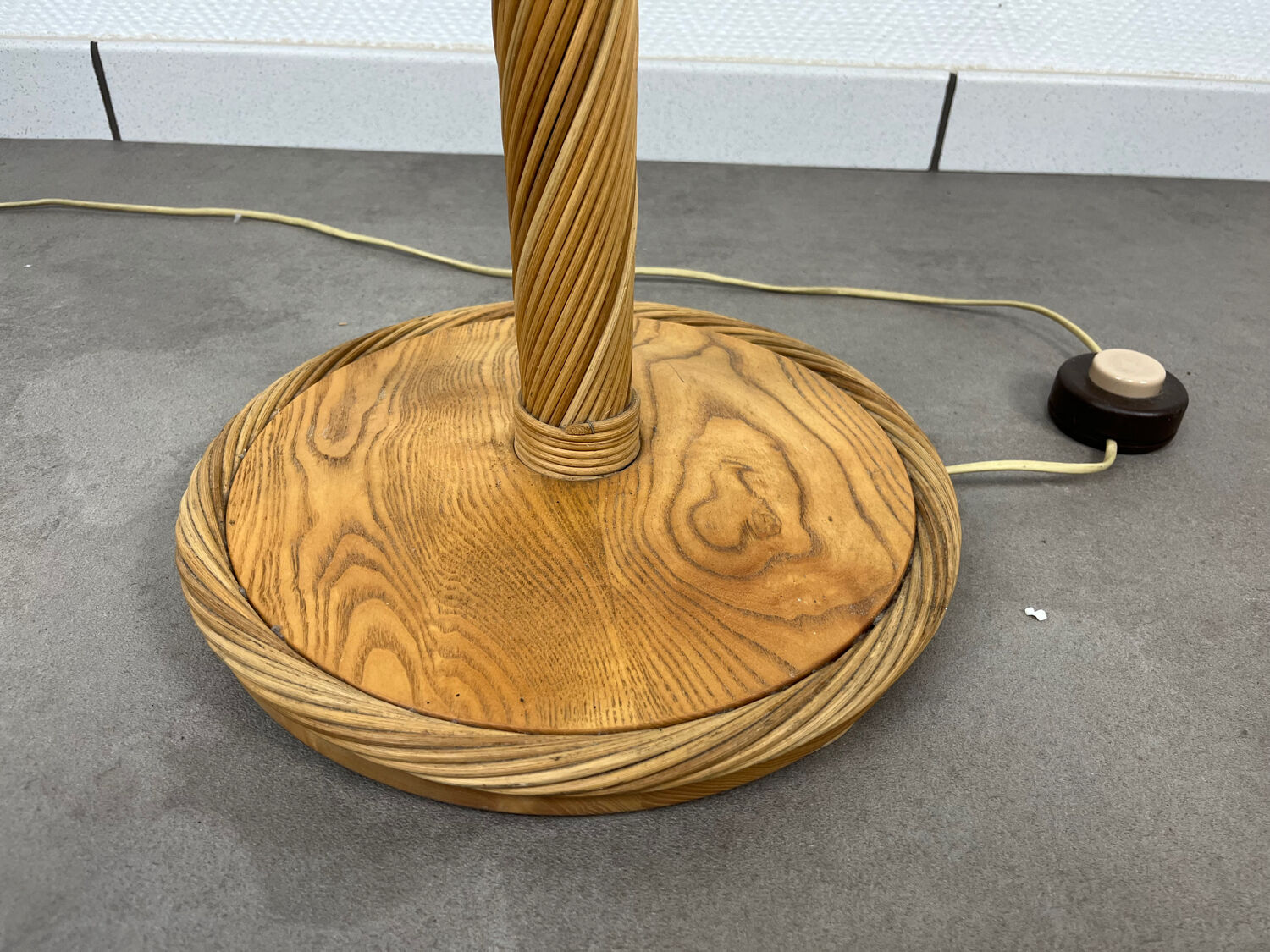 1970s rattan floor lamp