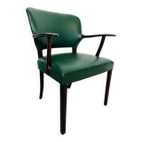 Danish Rosewood Green Leather Fully Restored Armchair, 1960´s
