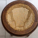 Fauteuil et tabouret anciens assise cannée et pieds cannelés