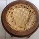 Antique armchair and stool with caned seat and fluted legs