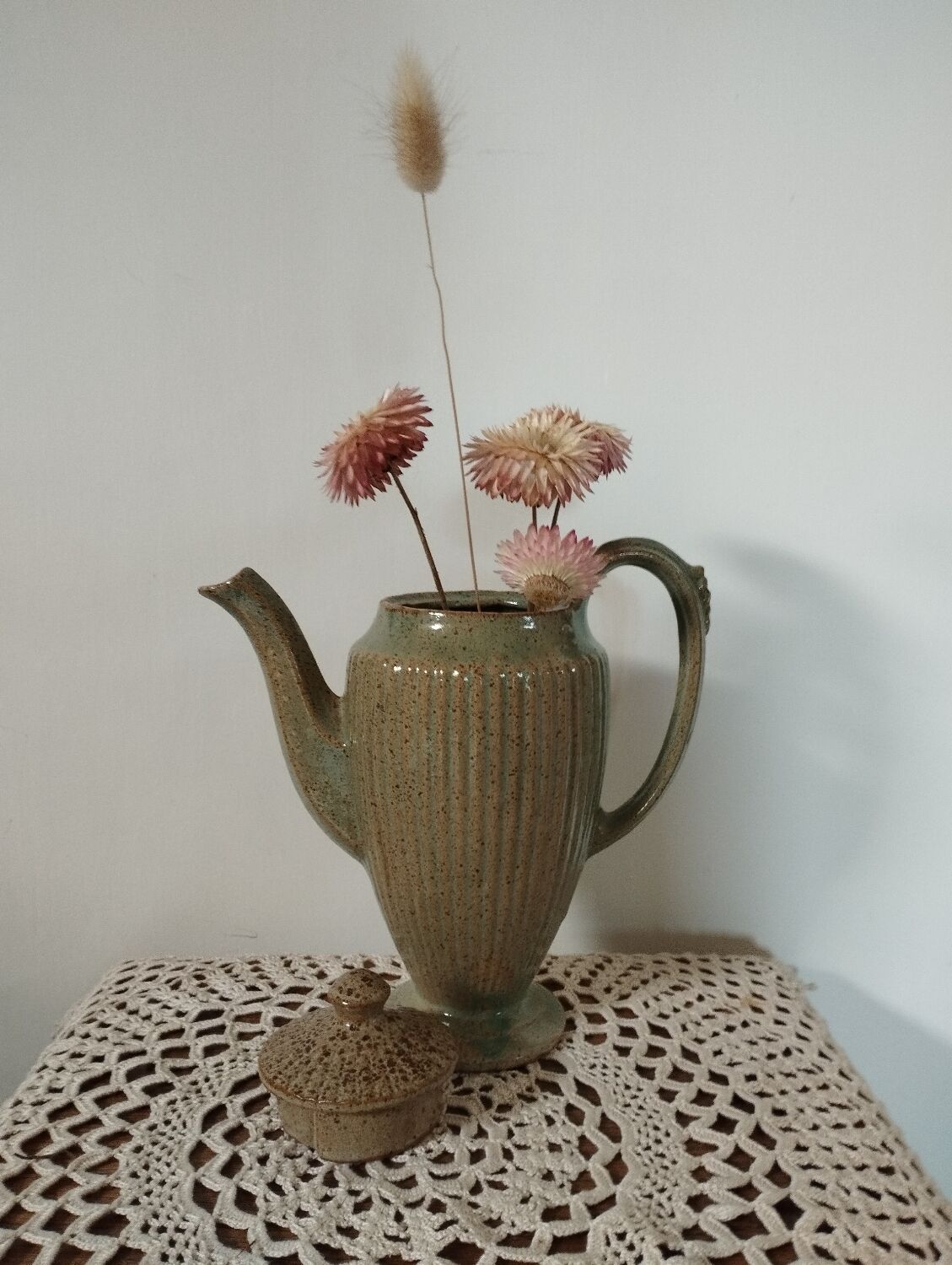 Celadon green ceramic jug/teapot