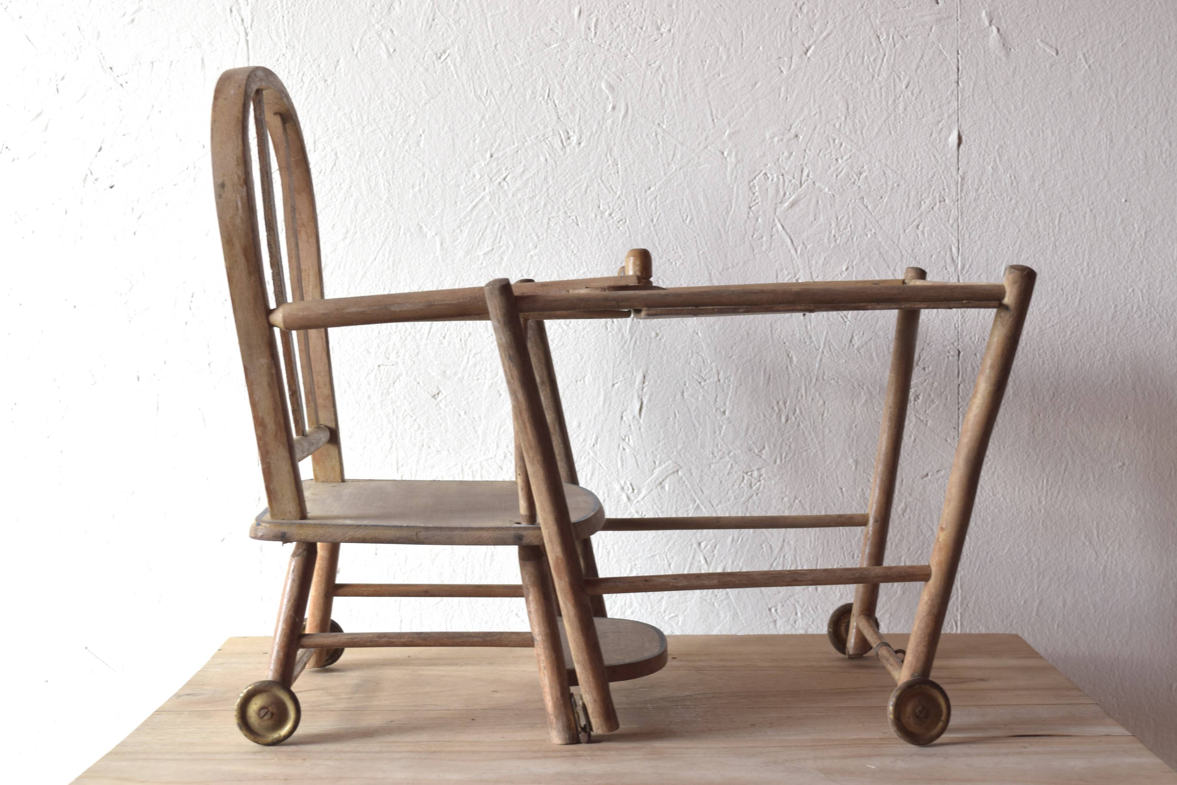 Torck - Antique wooden doll's high chair - 1950