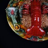 Lobster plate in Caldas da Rainha earthenware slip Palissy majolica