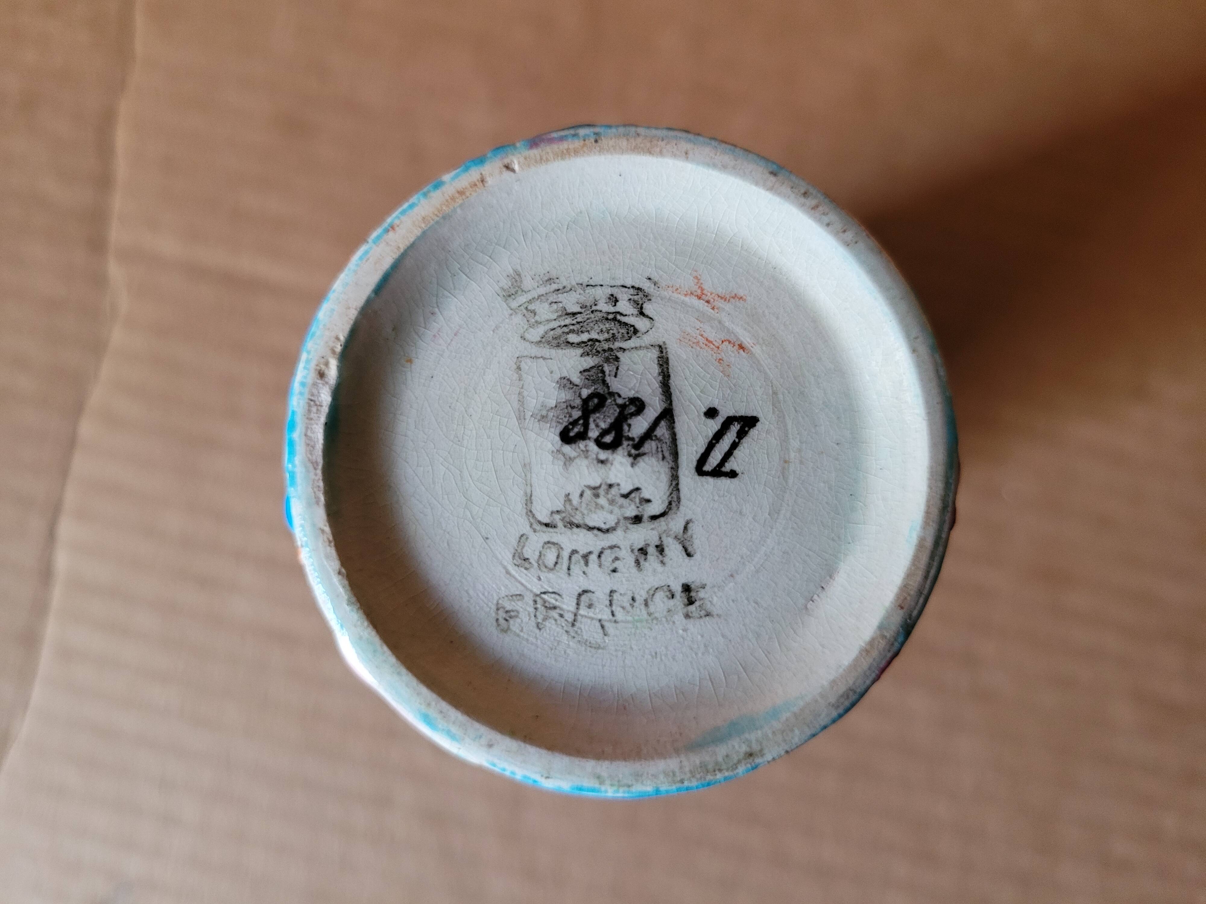 Longwy enamel roller vase