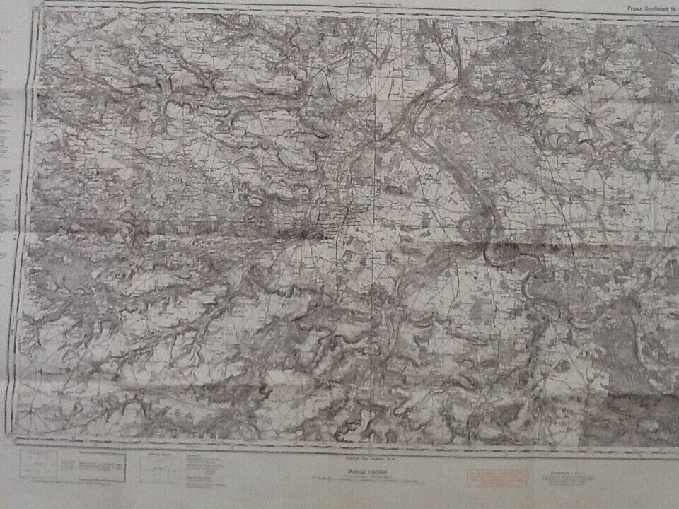 Melun (Seine-et-Marne) Red German Geographical Map : Northern War Zone
